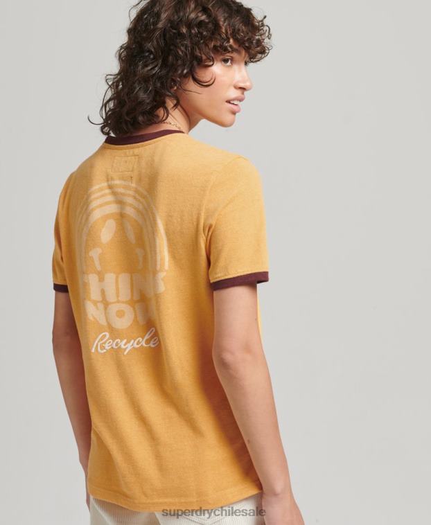 mujer Superdry amarillo camiseta ringlera reciclada 2R68Z6241