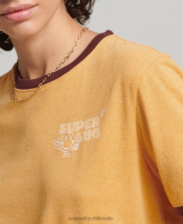 mujer Superdry amarillo camiseta ringlera reciclada 2R68Z6241