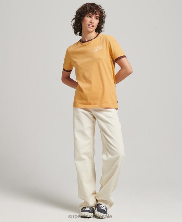 mujer Superdry amarillo camiseta ringlera reciclada 2R68Z6241