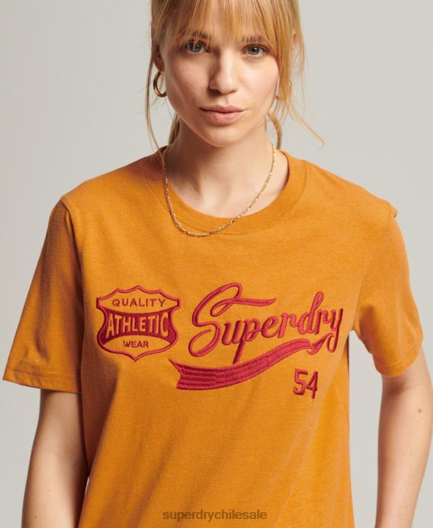 mujer Superdry amarillo camiseta universitaria estilo script vintage 2R68Z2731