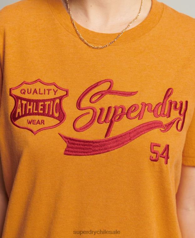 mujer Superdry amarillo camiseta universitaria estilo script vintage 2R68Z2731
