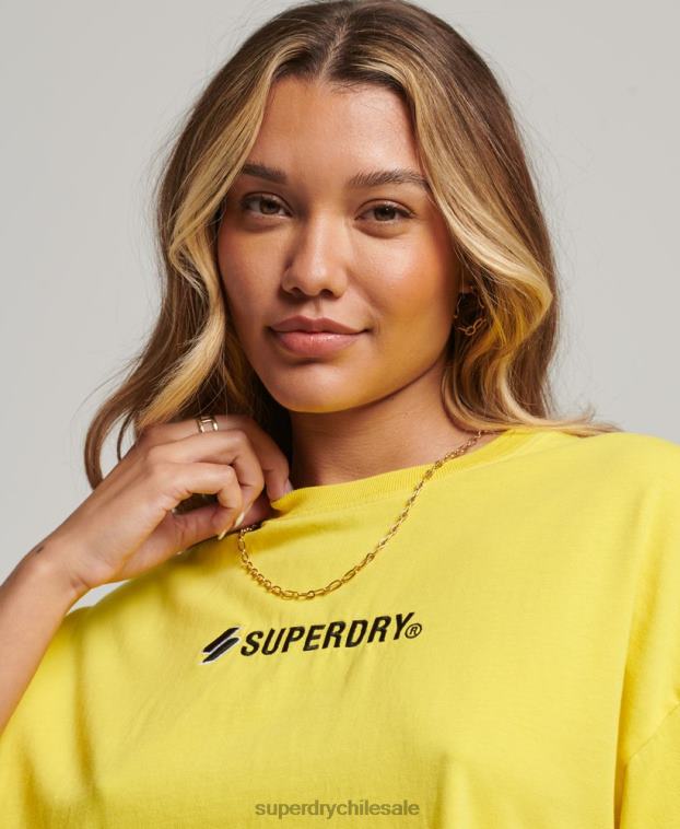 mujer Superdry amarillo playera boxy extragrande con logo deportivo 2R68Z2753