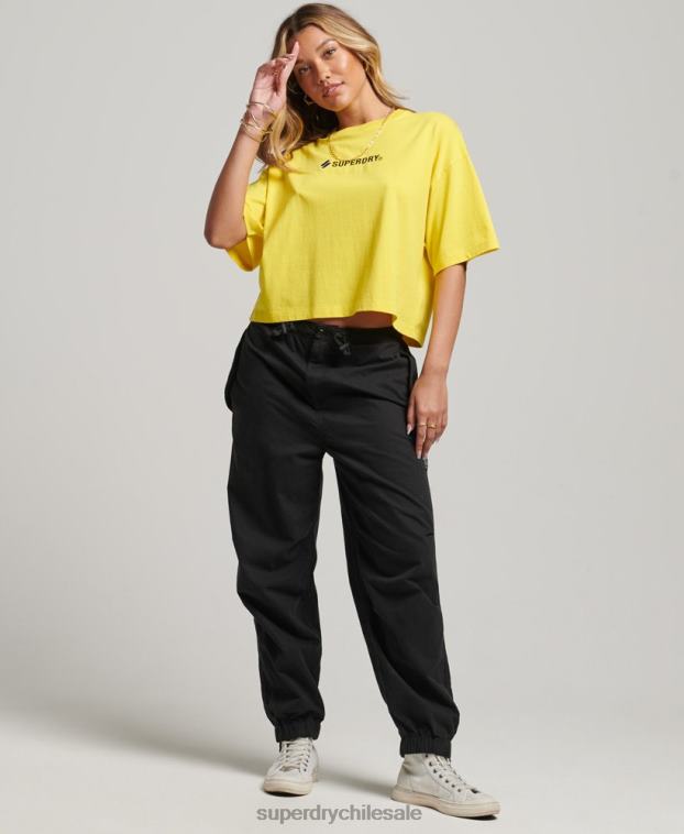 mujer Superdry amarillo playera boxy extragrande con logo deportivo 2R68Z2753