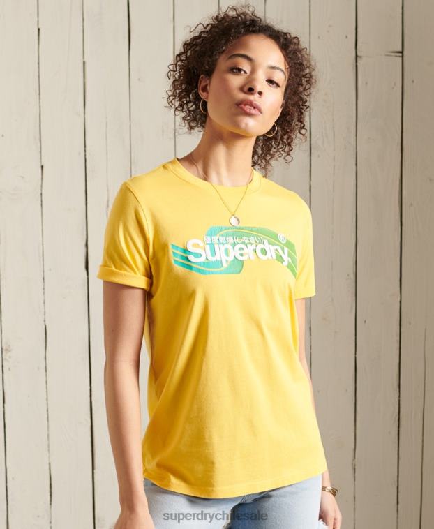 mujer Superdry amarillo playera cali con logo central 2R68Z6263