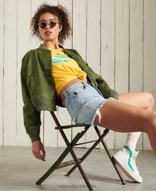mujer Superdry amarillo playera cali con logo central 2R68Z6263
