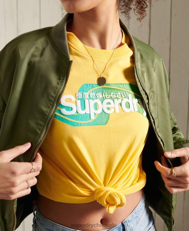 mujer Superdry amarillo playera cali con logo central 2R68Z6263