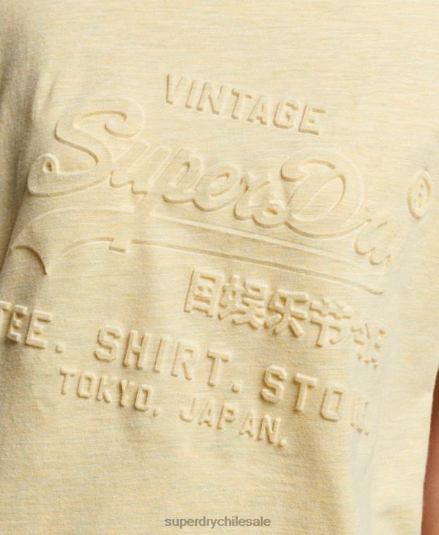mujer Superdry amarillo playera con logo en relieve 2R68Z2279