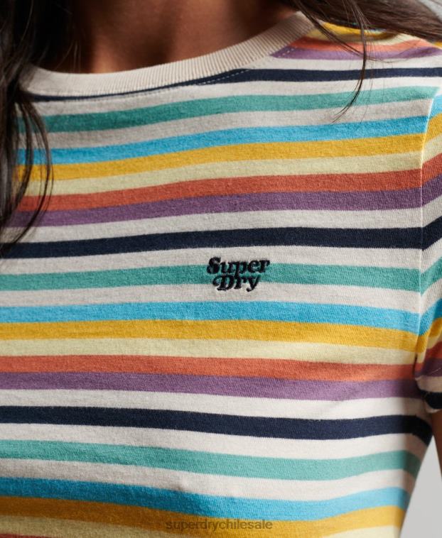 mujer Superdry amarillo playera corta con rayas vintage 2R68Z2738