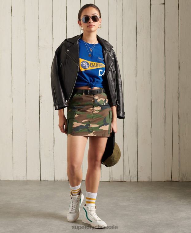 mujer Superdry azul camiseta gráfica de la asociación atlética de california 2R68Z2825
