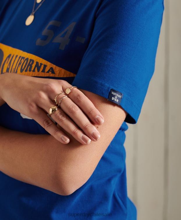 mujer Superdry azul camiseta gráfica de la asociación atlética de california 2R68Z2825