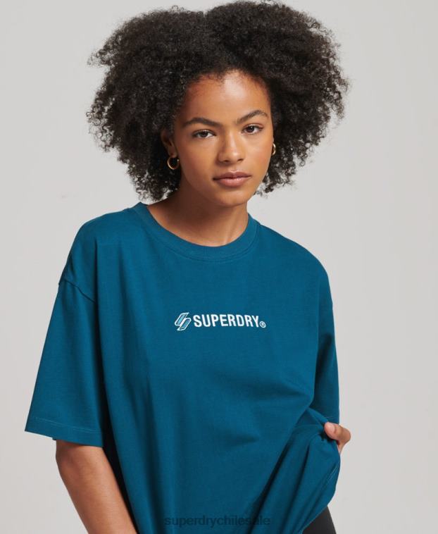mujer Superdry azul camiseta holgada con aplique del logo 2R68Z6234