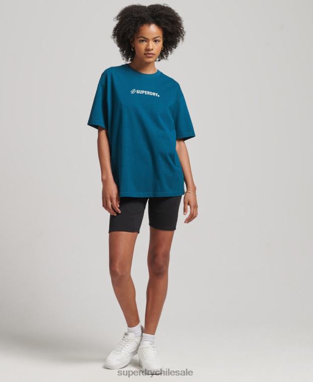 mujer Superdry azul camiseta holgada con aplique del logo 2R68Z6234