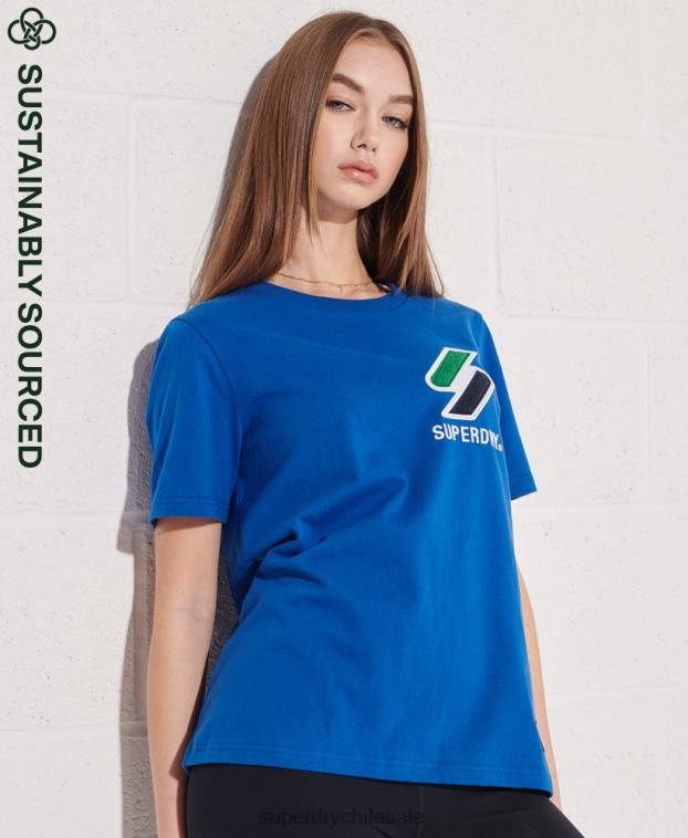 mujer Superdry azul camiseta sportstyle de chenilla de algodón orgánico 2R68Z2851