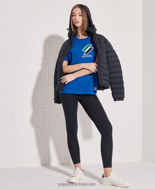 mujer Superdry azul camiseta sportstyle de chenilla de algodón orgánico 2R68Z2851