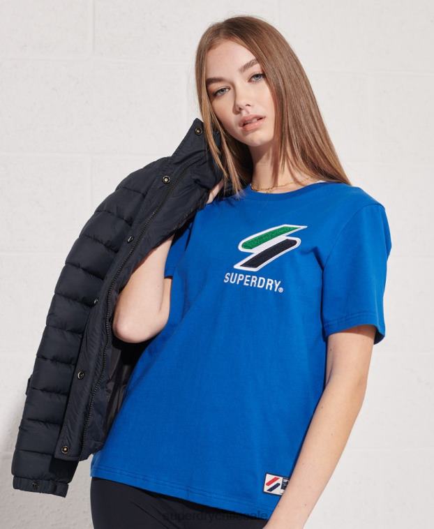 mujer Superdry azul camiseta sportstyle de chenilla de algodón orgánico 2R68Z2851