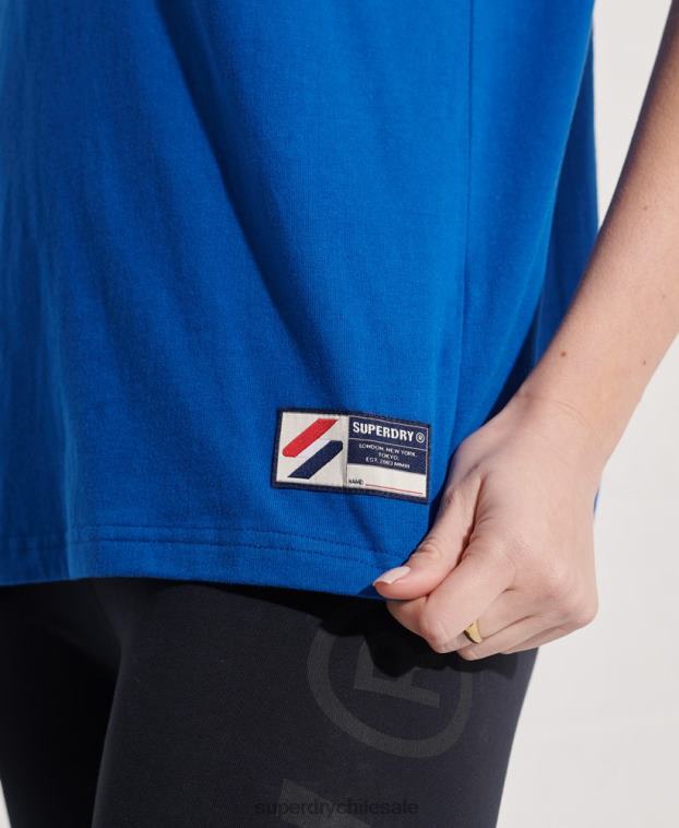mujer Superdry azul camiseta sportstyle de chenilla de algodón orgánico 2R68Z2851