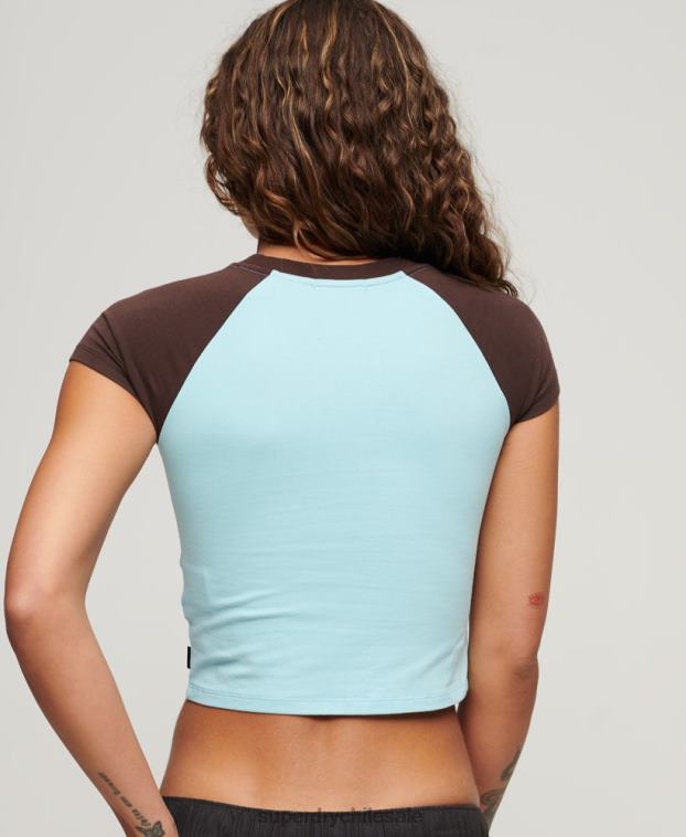 mujer Superdry azul claro camiseta beisbol recortada para bebe 2R68Z2060