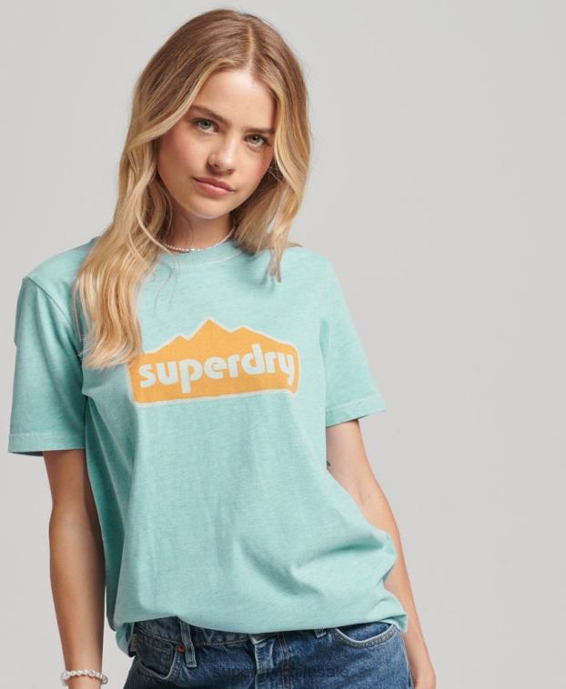 mujer Superdry azul claro camiseta gráfica terreno de los 90 2R68Z6194