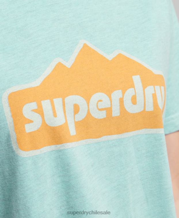 mujer Superdry azul claro camiseta gráfica terreno de los 90 2R68Z6194