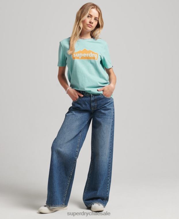 mujer Superdry azul claro camiseta gráfica terreno de los 90 2R68Z6194