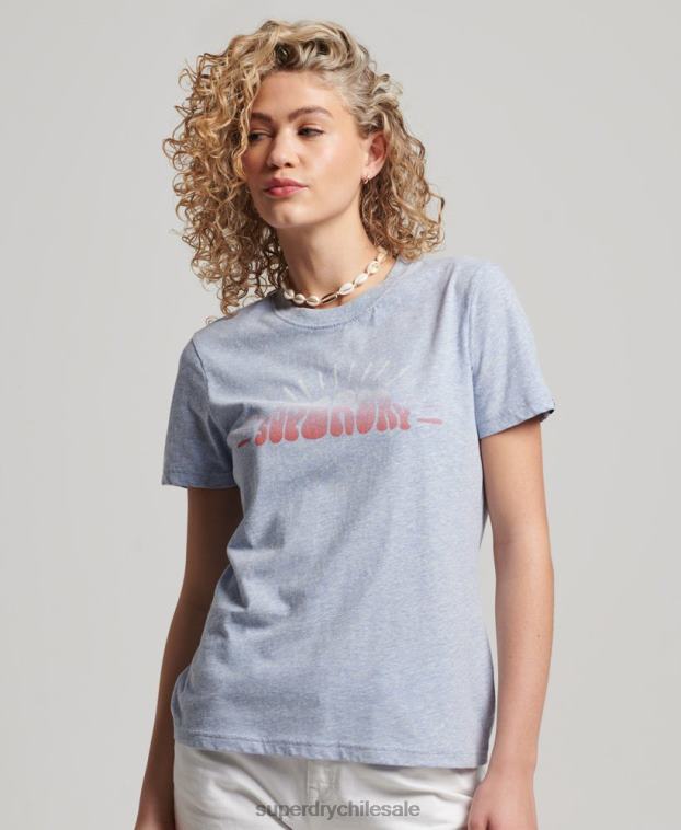 mujer Superdry azul claro camiseta nostalgia vintage 2R68Z2217