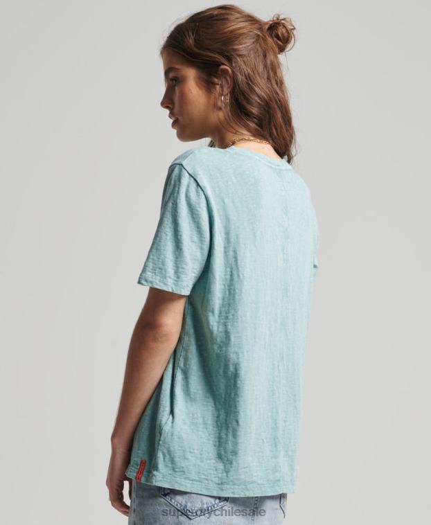 mujer Superdry azul claro camiseta vintage surf ranchero de algodón orgánico 2R68Z6245
