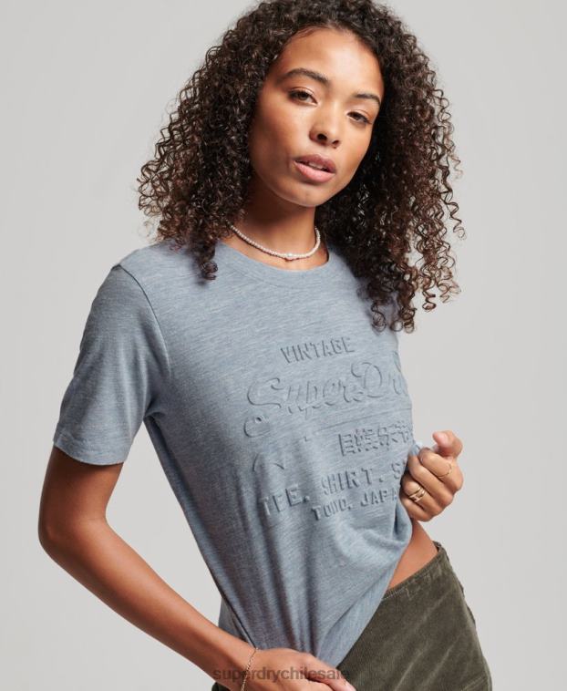 mujer Superdry azul claro playera con logo en relieve 2R68Z2612