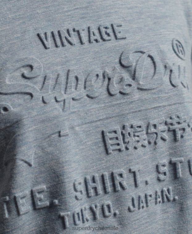 mujer Superdry azul claro playera con logo en relieve 2R68Z2612