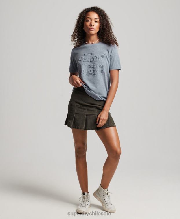 mujer Superdry azul claro playera con logo en relieve 2R68Z2612