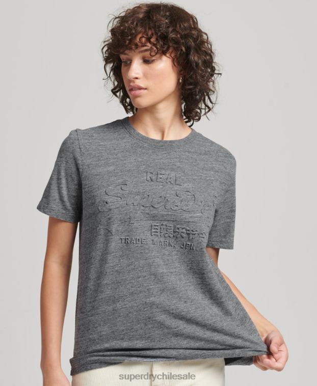 mujer Superdry azul claro playera con logo en relieve 2R68Z2640