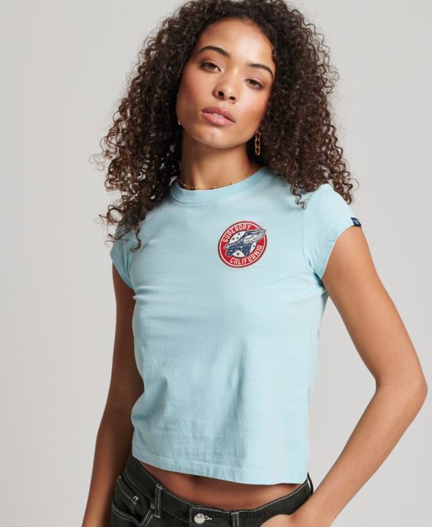 mujer Superdry azul claro rollo vintage con eso camiseta 2R68Z2699