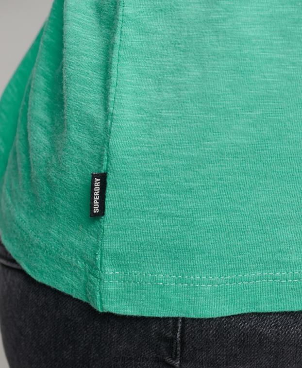 mujer Superdry azul claro top de manga larga con cuello de pico y bolsillo de algodón orgánico 2R68Z6595