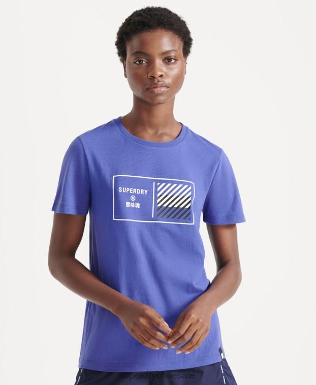 mujer Superdry azul núcleo del tren camiseta gráfica 2R68Z6352