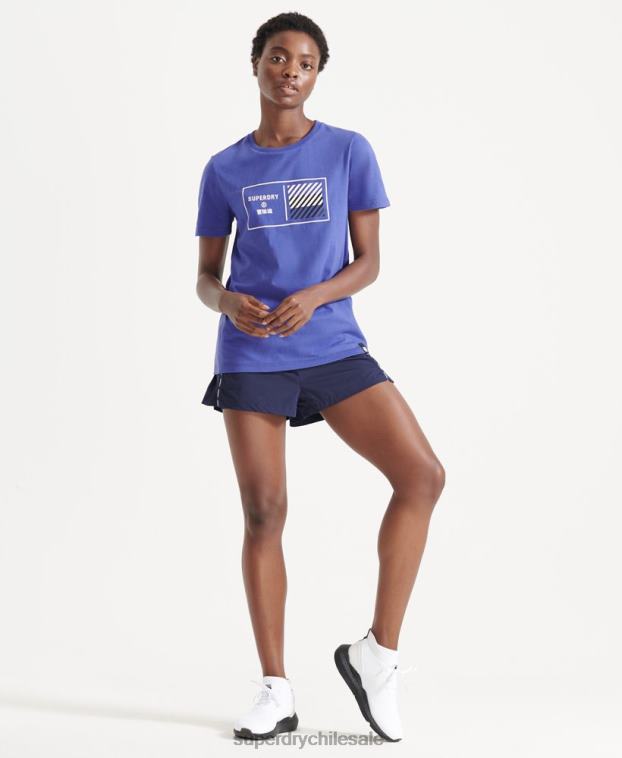 mujer Superdry azul núcleo del tren camiseta gráfica 2R68Z6352