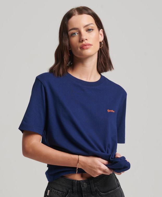 mujer Superdry azul playera con logo bordado 2R68Z2172