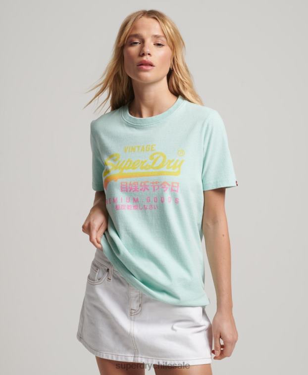 mujer Superdry azul playera premium con logo vintage desgastado 2R68Z2689