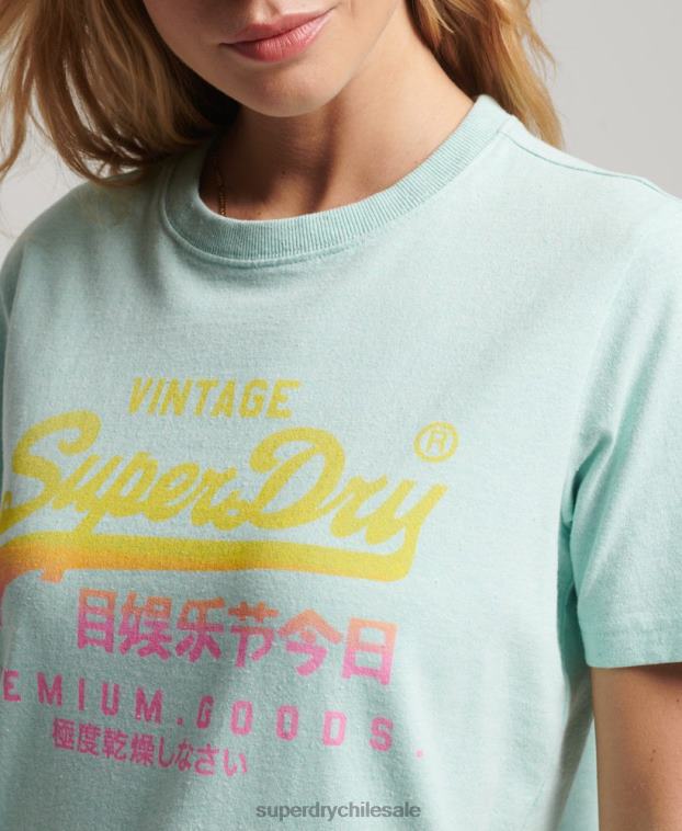 mujer Superdry azul playera premium con logo vintage desgastado 2R68Z2689
