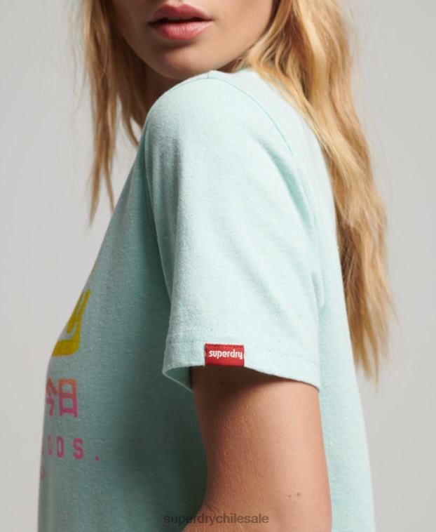 mujer Superdry azul playera premium con logo vintage desgastado 2R68Z2689
