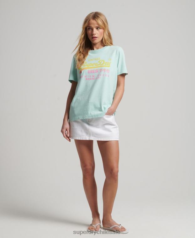 mujer Superdry azul playera premium con logo vintage desgastado 2R68Z2689