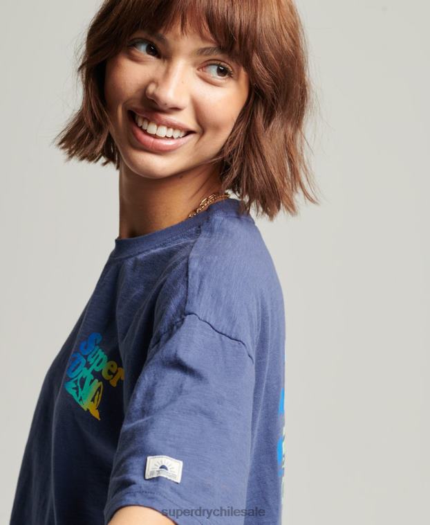 mujer Superdry azul playera vintage con rayas cali 2R68Z6184