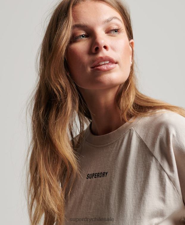 mujer Superdry beige camiseta de manga corta con núcleo de algodón orgánico 2R68Z6312