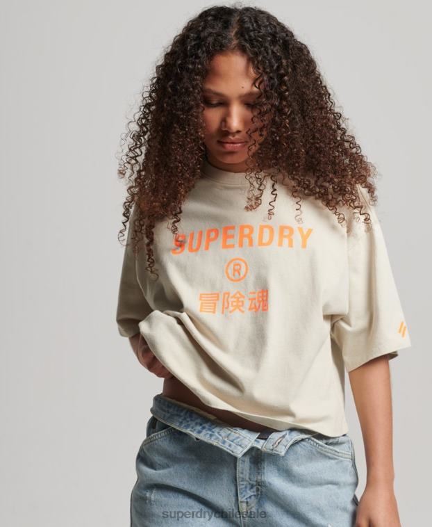 mujer Superdry beige camiseta sport core algodón orgánico 2R68Z2259