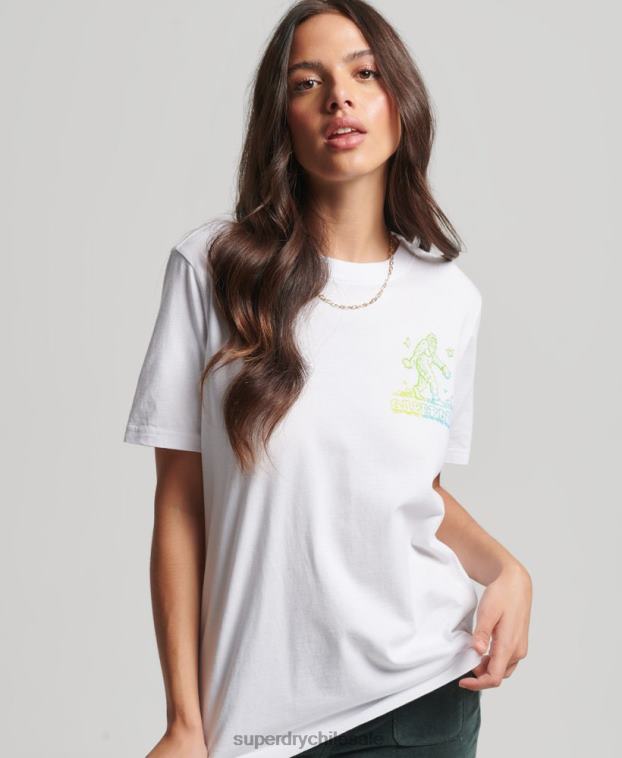 mujer Superdry blanco arbolado camiseta gráfica 2R68Z2736