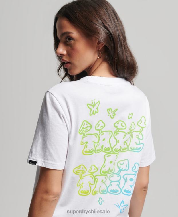 mujer Superdry blanco arbolado camiseta gráfica 2R68Z2736