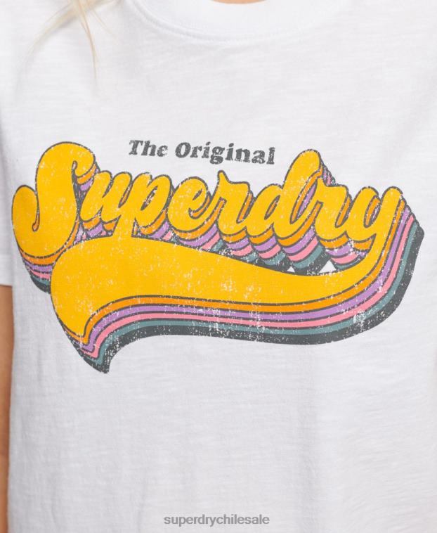 mujer Superdry blanco camiseta arcoiris vintage 2R68Z2226
