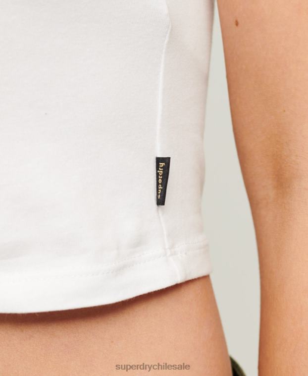 mujer Superdry blanco camiseta beisbol recortada para bebe 2R68Z2152