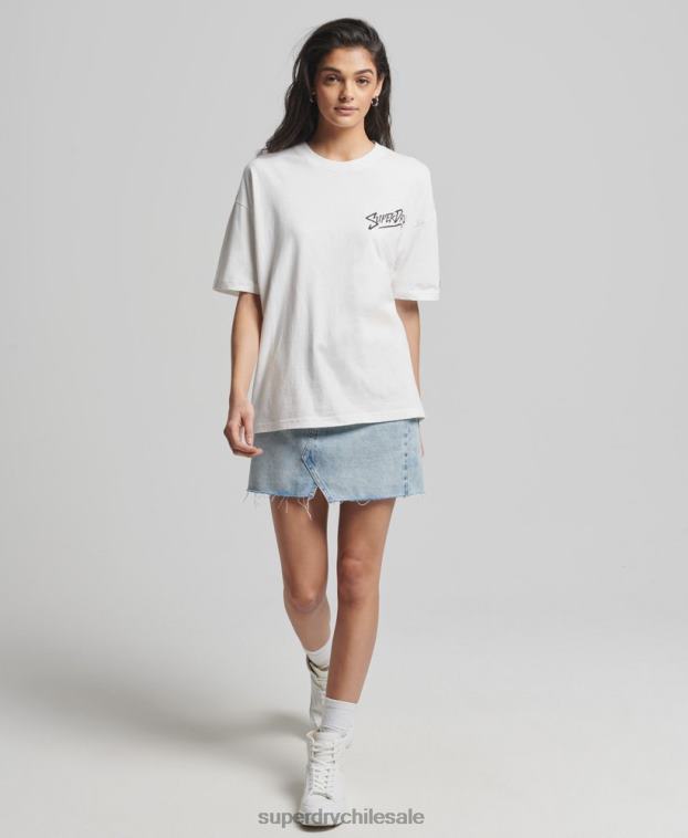 mujer Superdry blanco camiseta cali vintage 2R68Z6301