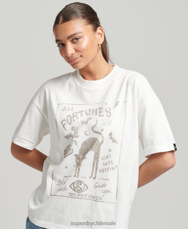 mujer Superdry blanco camiseta celeste vintage 2R68Z2687