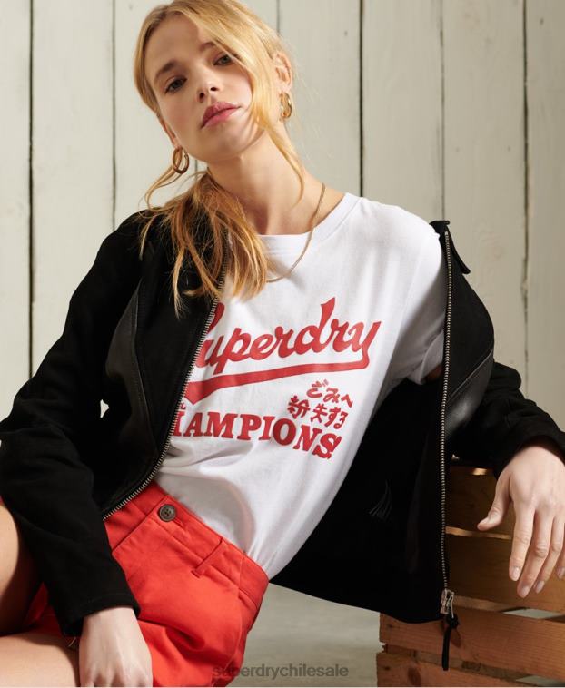 mujer Superdry blanco camiseta colegial del estado de cali 2R68Z2834