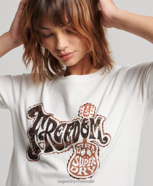 mujer Superdry blanco camiseta con detalles vintage 2R68Z2711